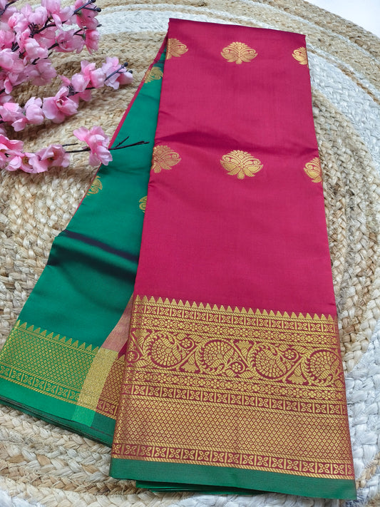 Maroon Semi kanchi silk saree