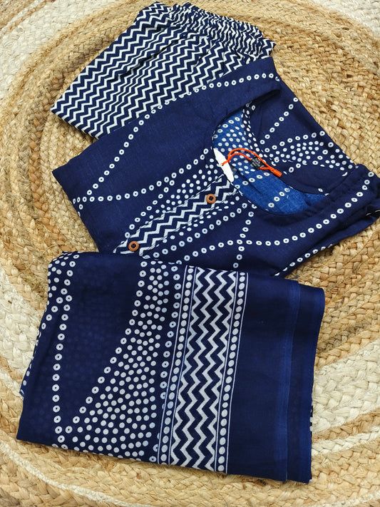 Navy Blue Cotton sets with duppatta