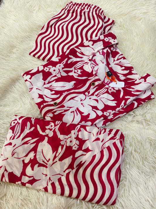 Maroon Cotton sets with duppata