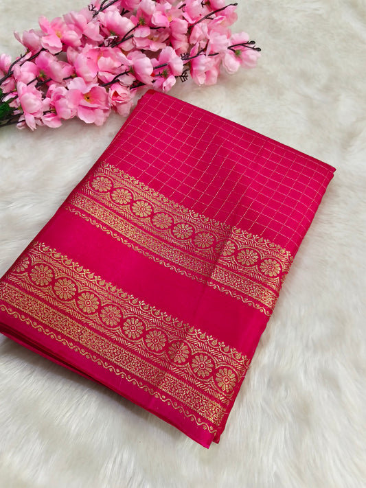 Pink Munga silk saree