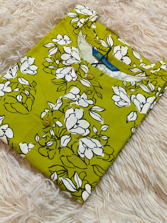 Green Royan side cut kurti