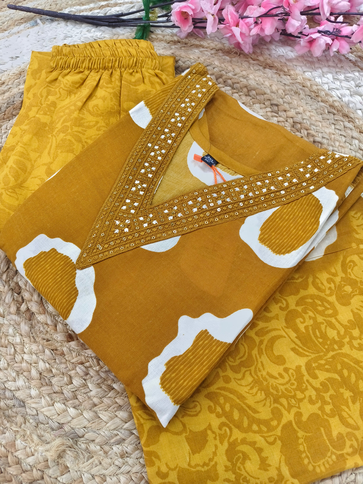 Yellow Cotton sets with duppatta