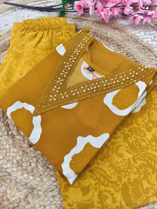 Yellow Cotton sets with duppatta