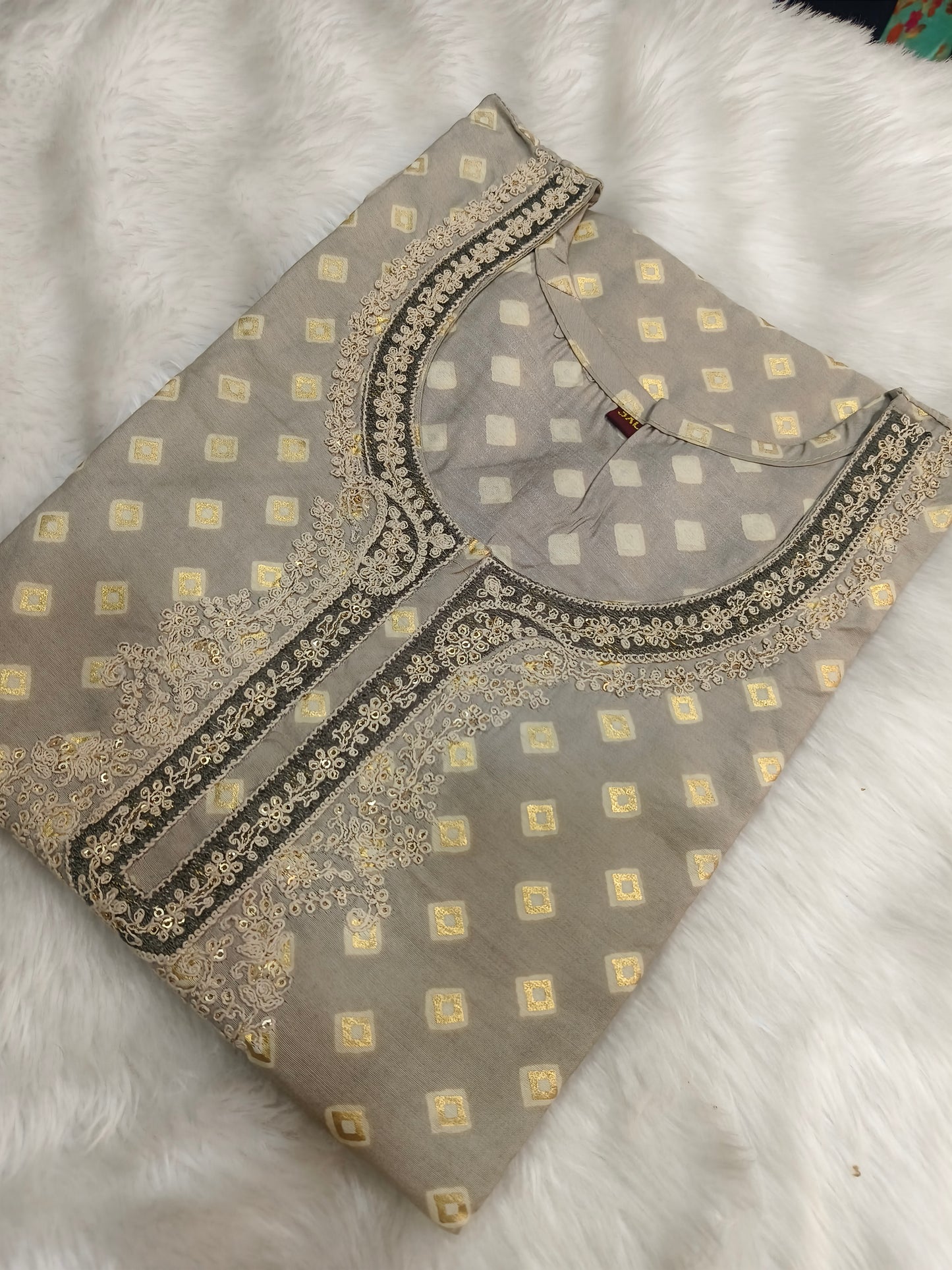 Light Grey Cotton side cut kurti
