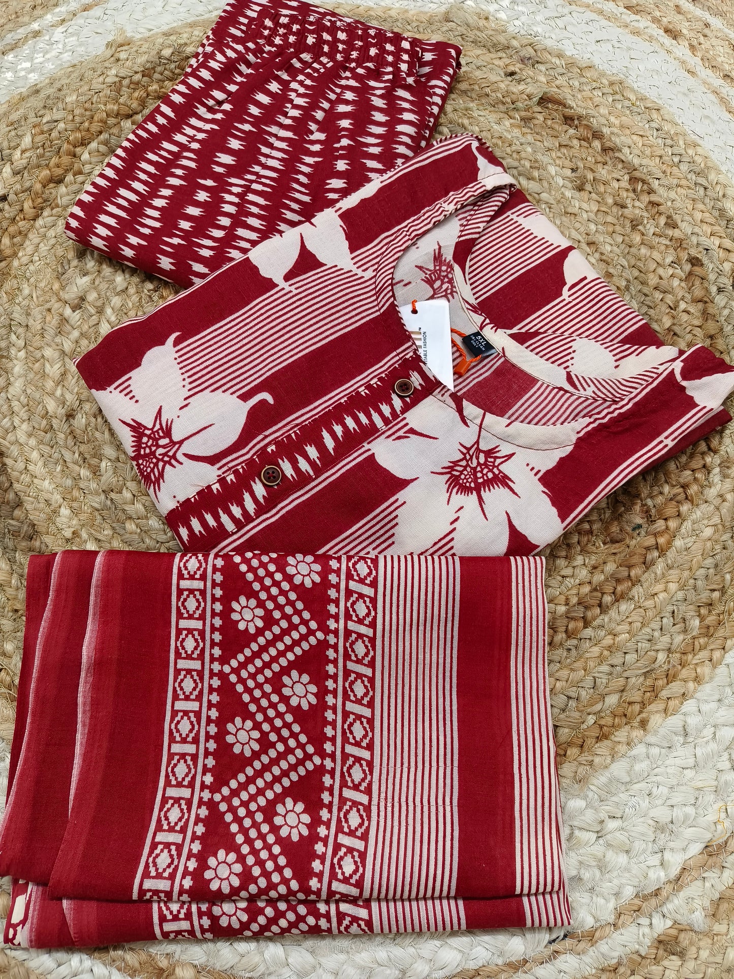 Red Cotton sets with duppatta