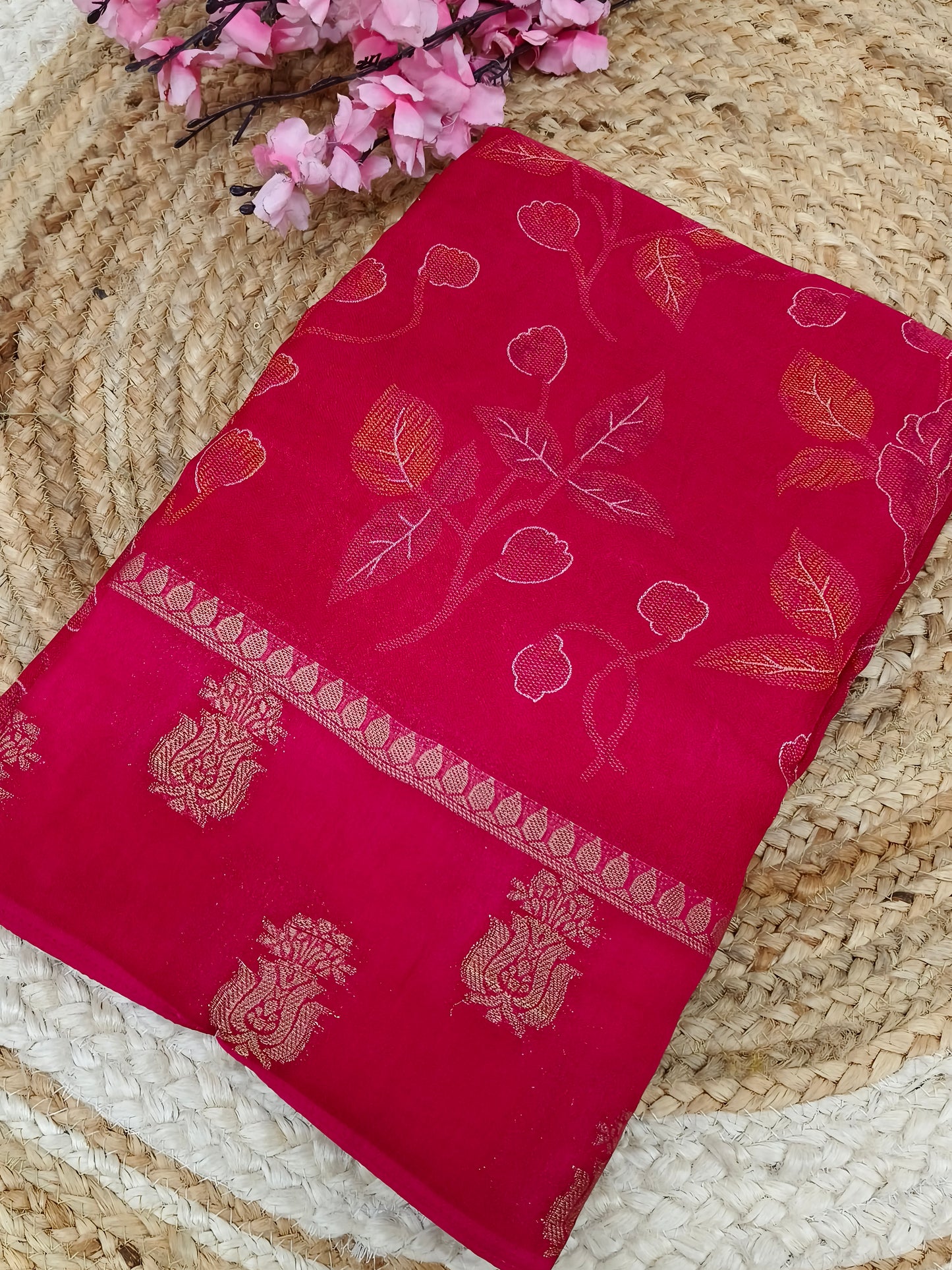 Pink  fancy Georgette saree