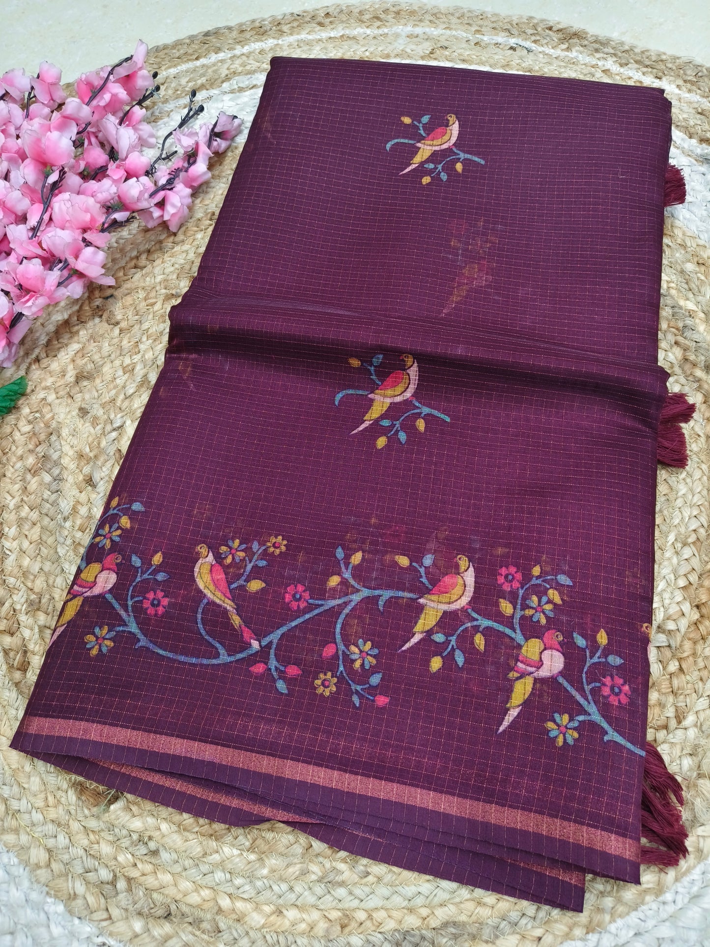 Elegant wine Kota Silk Saree