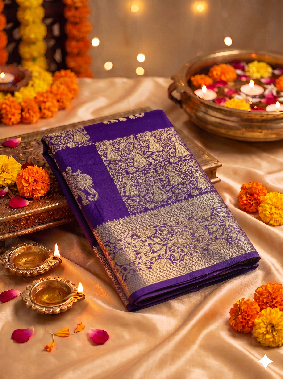 Purple Georgette silk saree