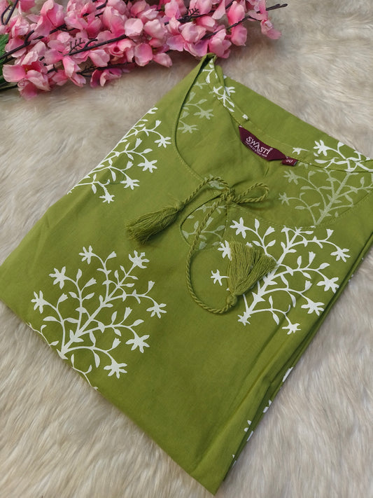 Leafgreen pure cotton kurta