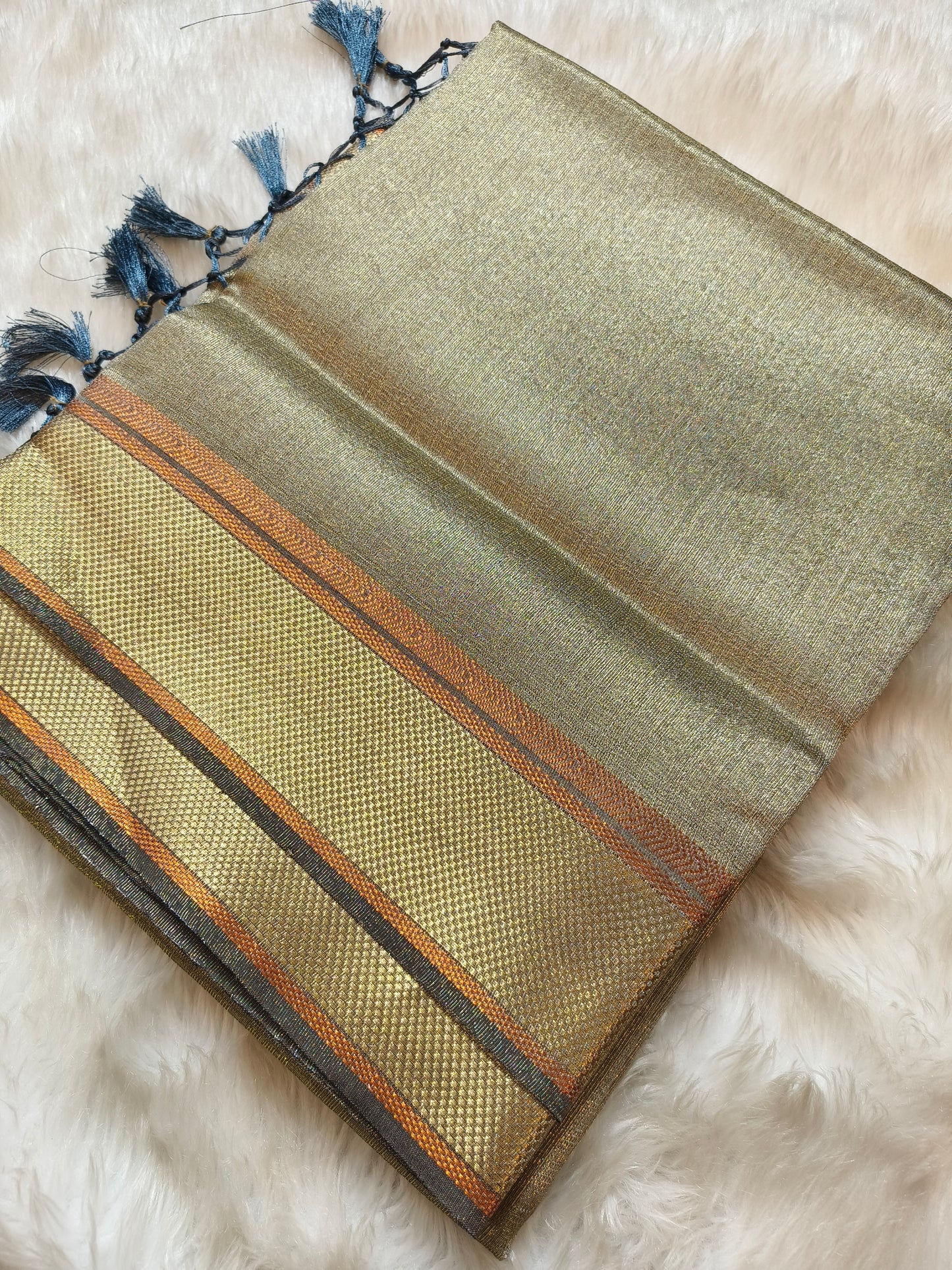 Grey semi Tusser Silk Saree