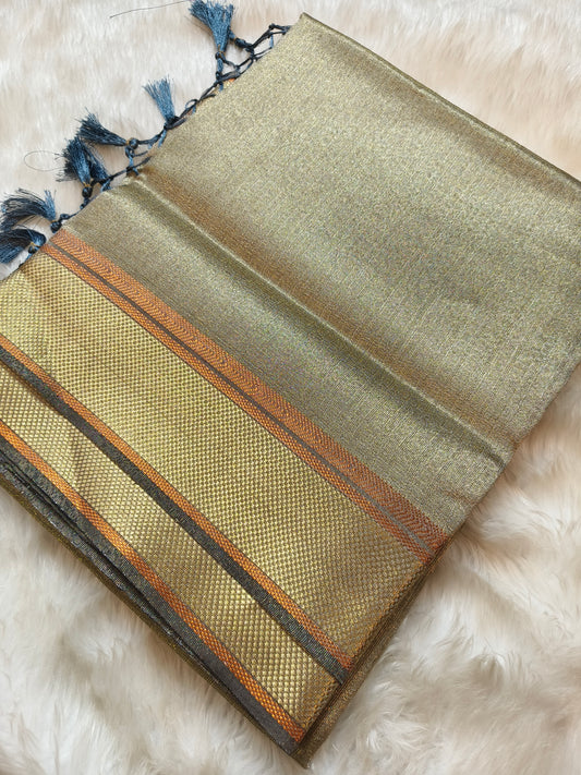 Grey semi Tusser Silk Saree