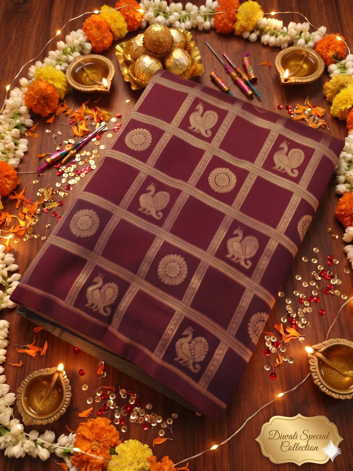 Brown Georgette silk saree