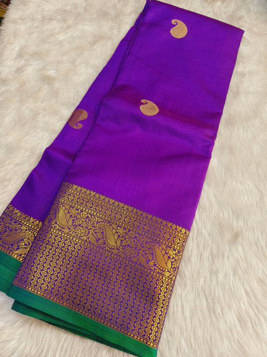 Purple Semi kanchi silk saree