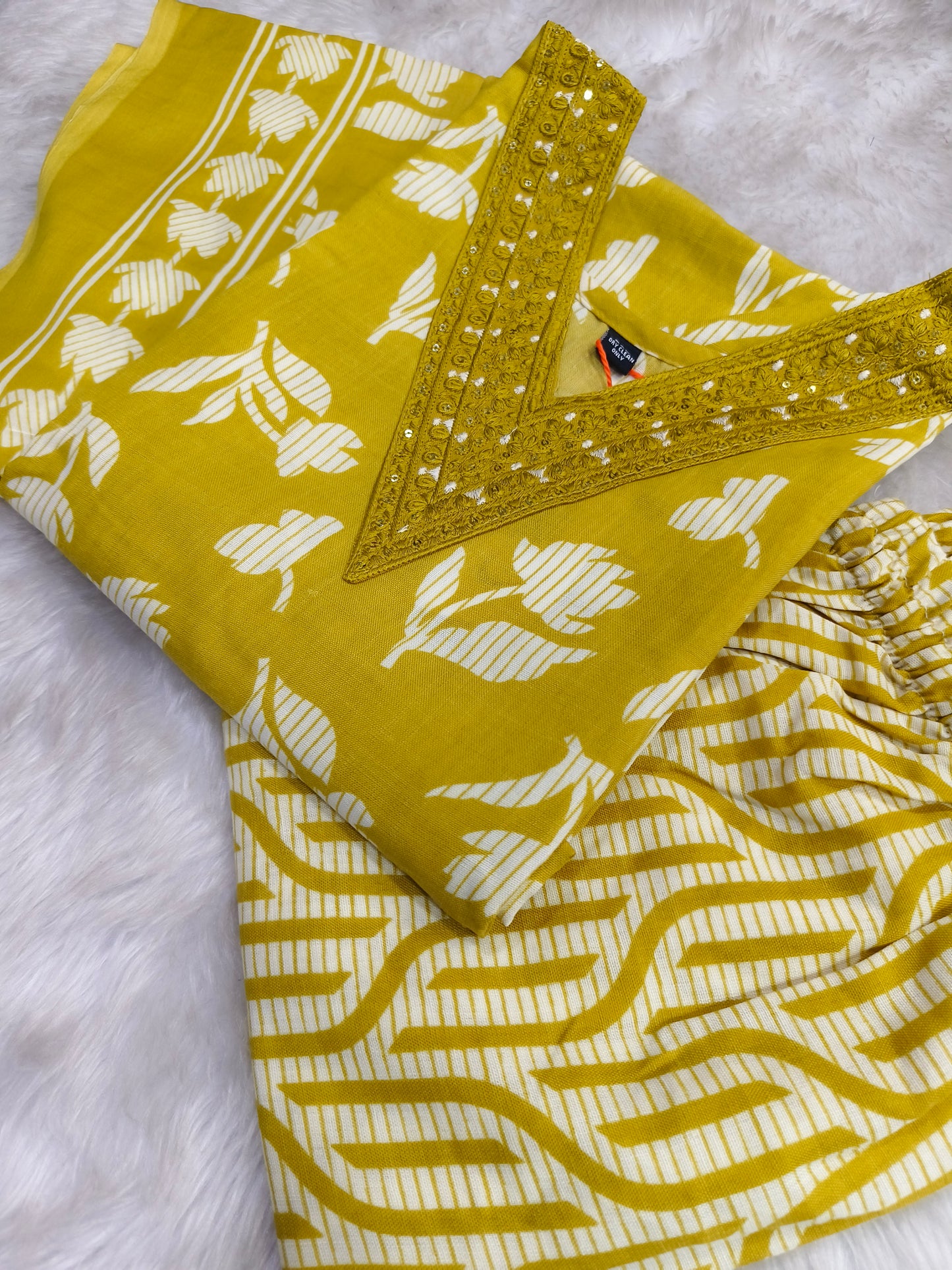 Yellow Cotton sets with duppata