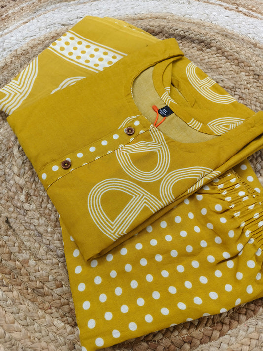 Yellow Cotton sets with duppatta