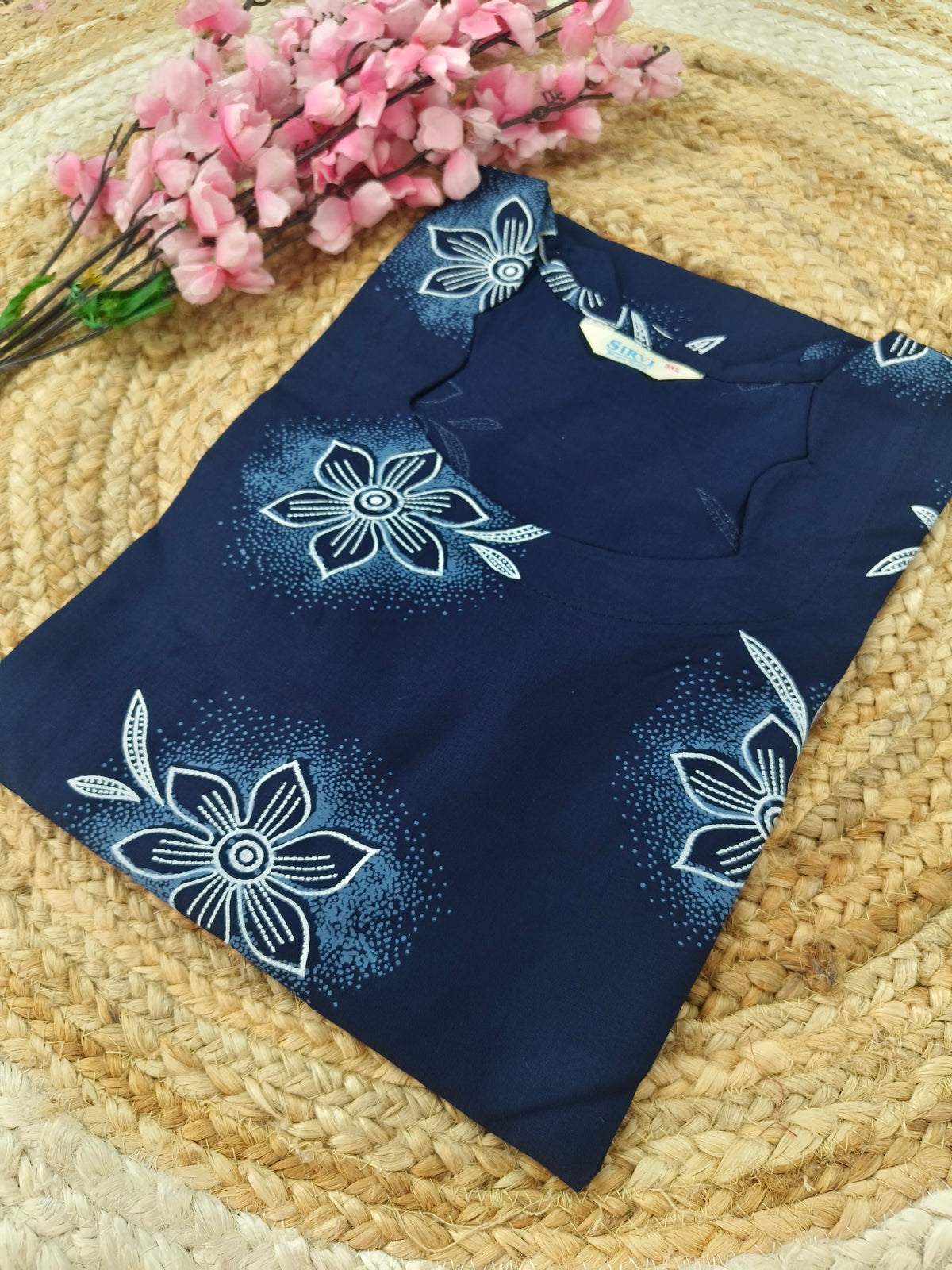 Blue  Rayon straight kurta