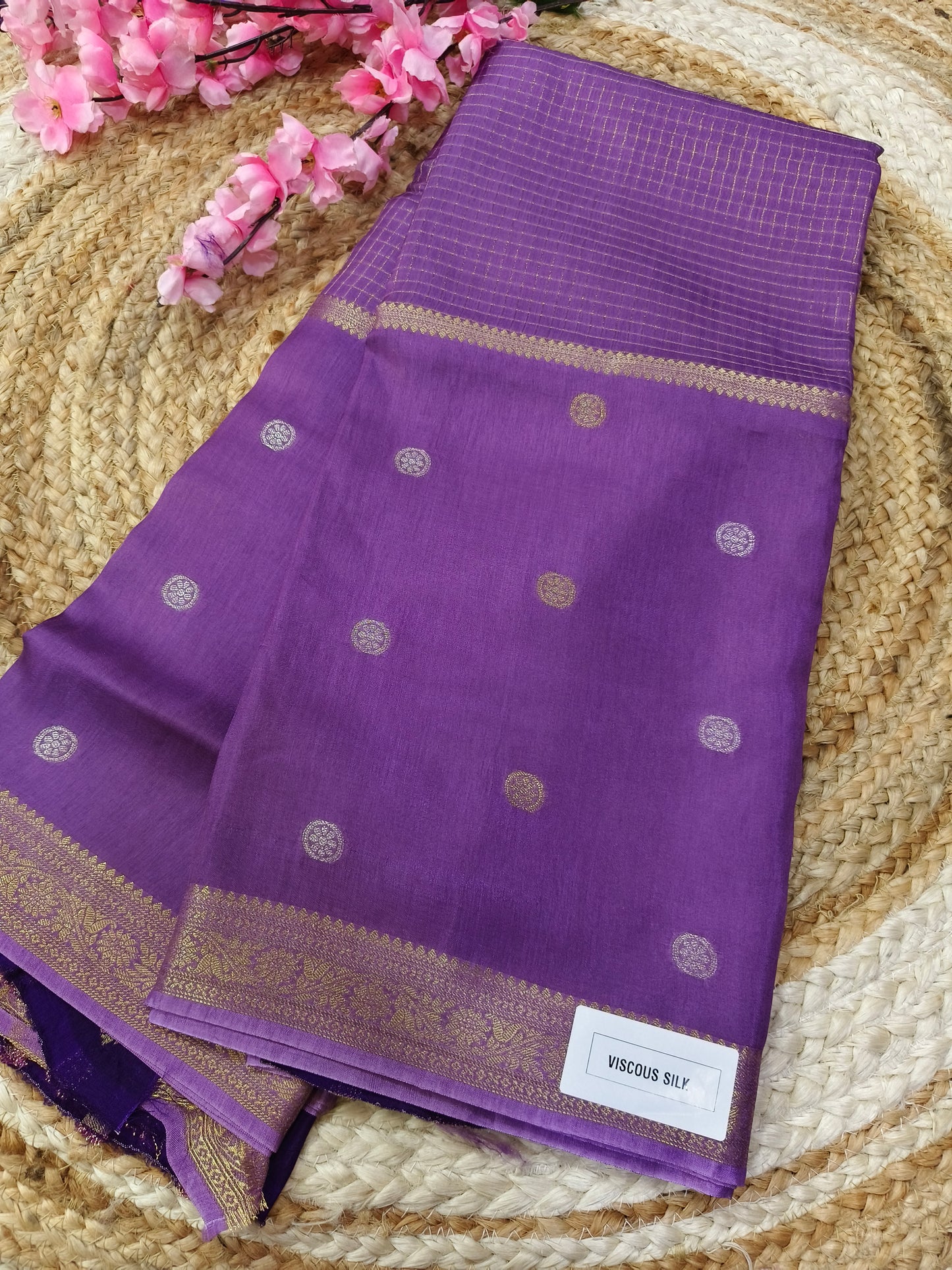 Lavender viscous silk saree