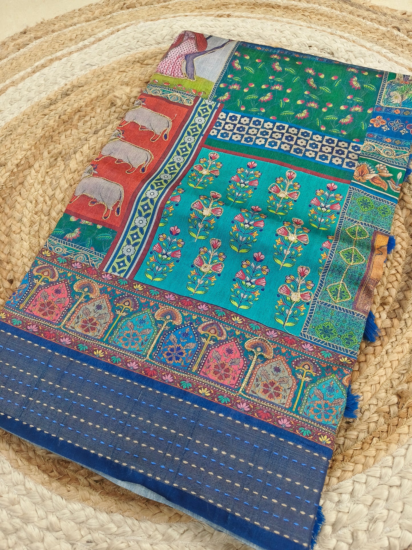 Royal Blue Heritage Silk saree