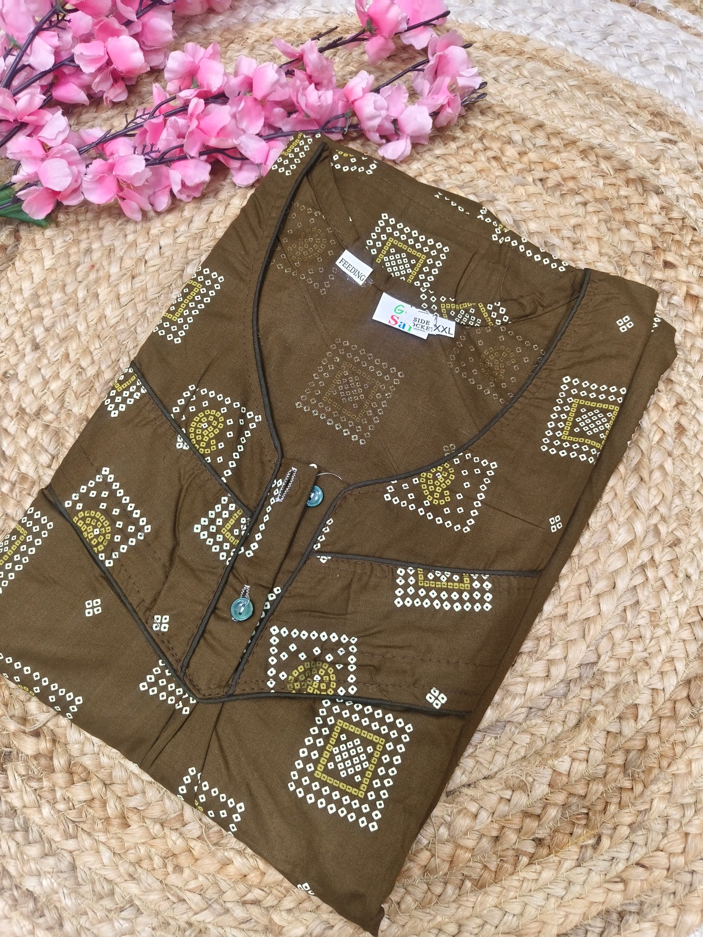 Light brown Feeding Pure cotton Nighty