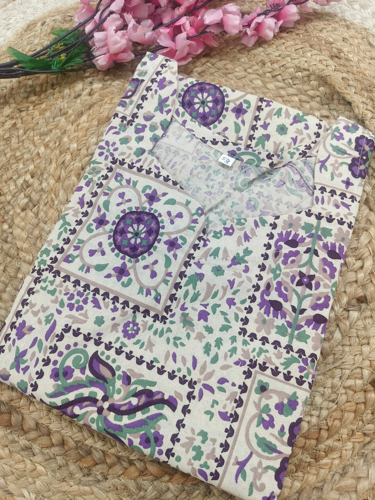 White cotton straight kurta