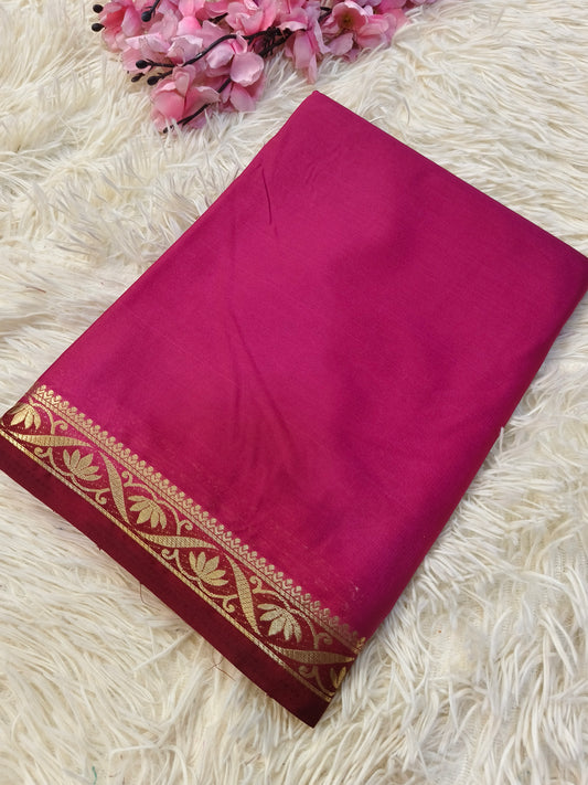 Wine semi Mysore crepe silk saree