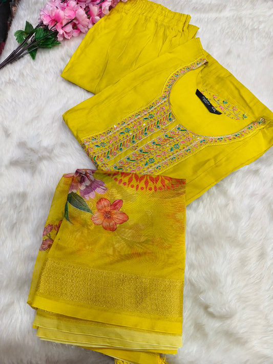 Yellow designer anarkali suit