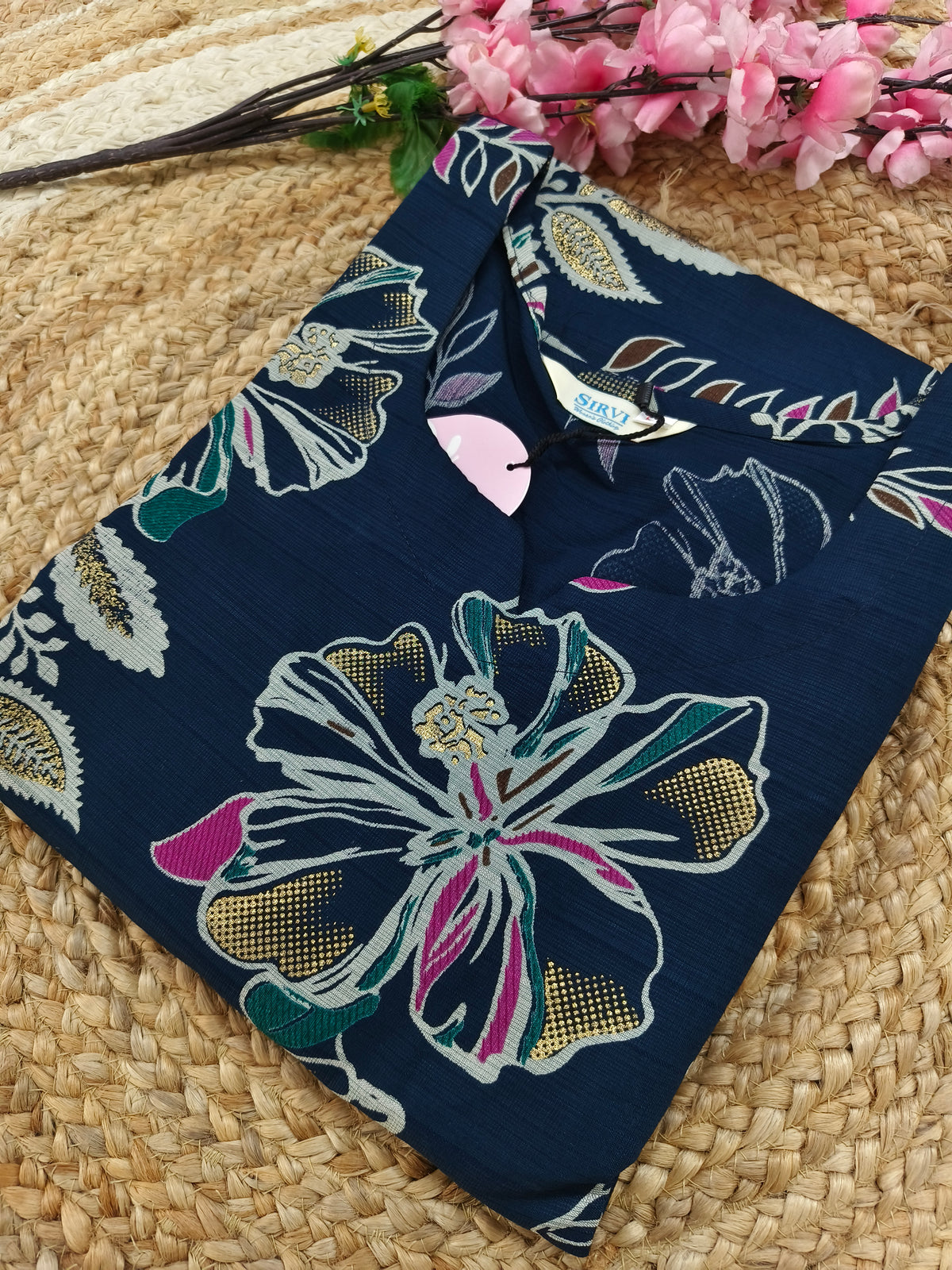 Navy Blue Rayon straight kurta