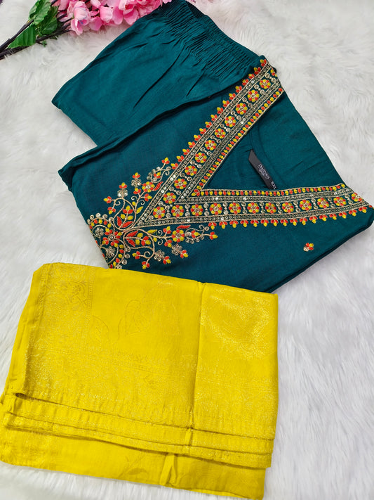 Peacock blue designer suit