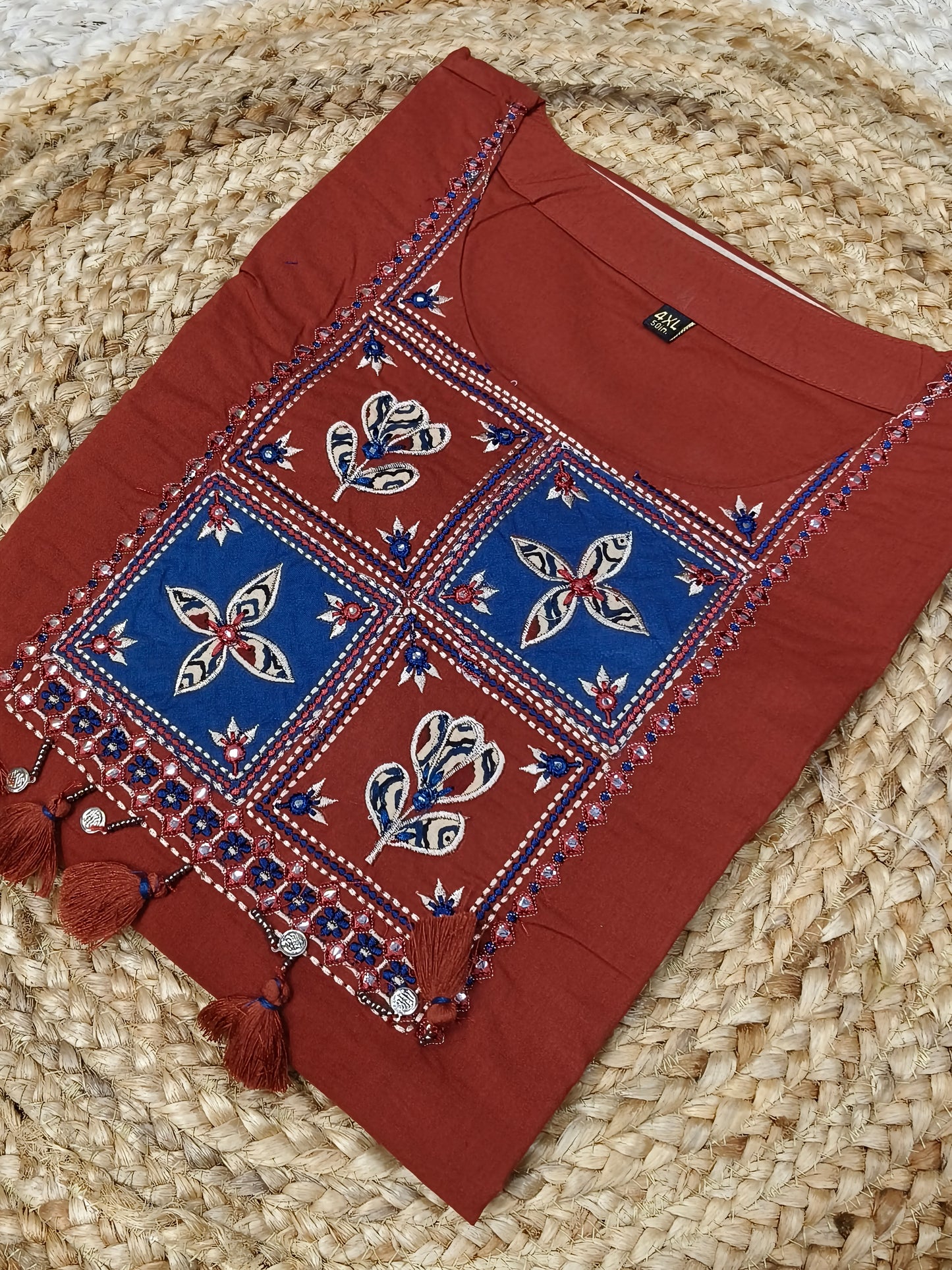 Rust Maroon Cotton short Kurtis