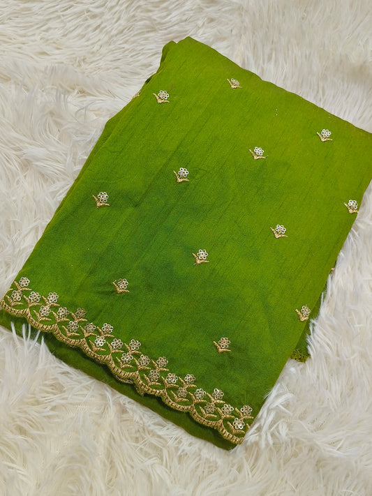 Olive Green Silk Cotton blouse material