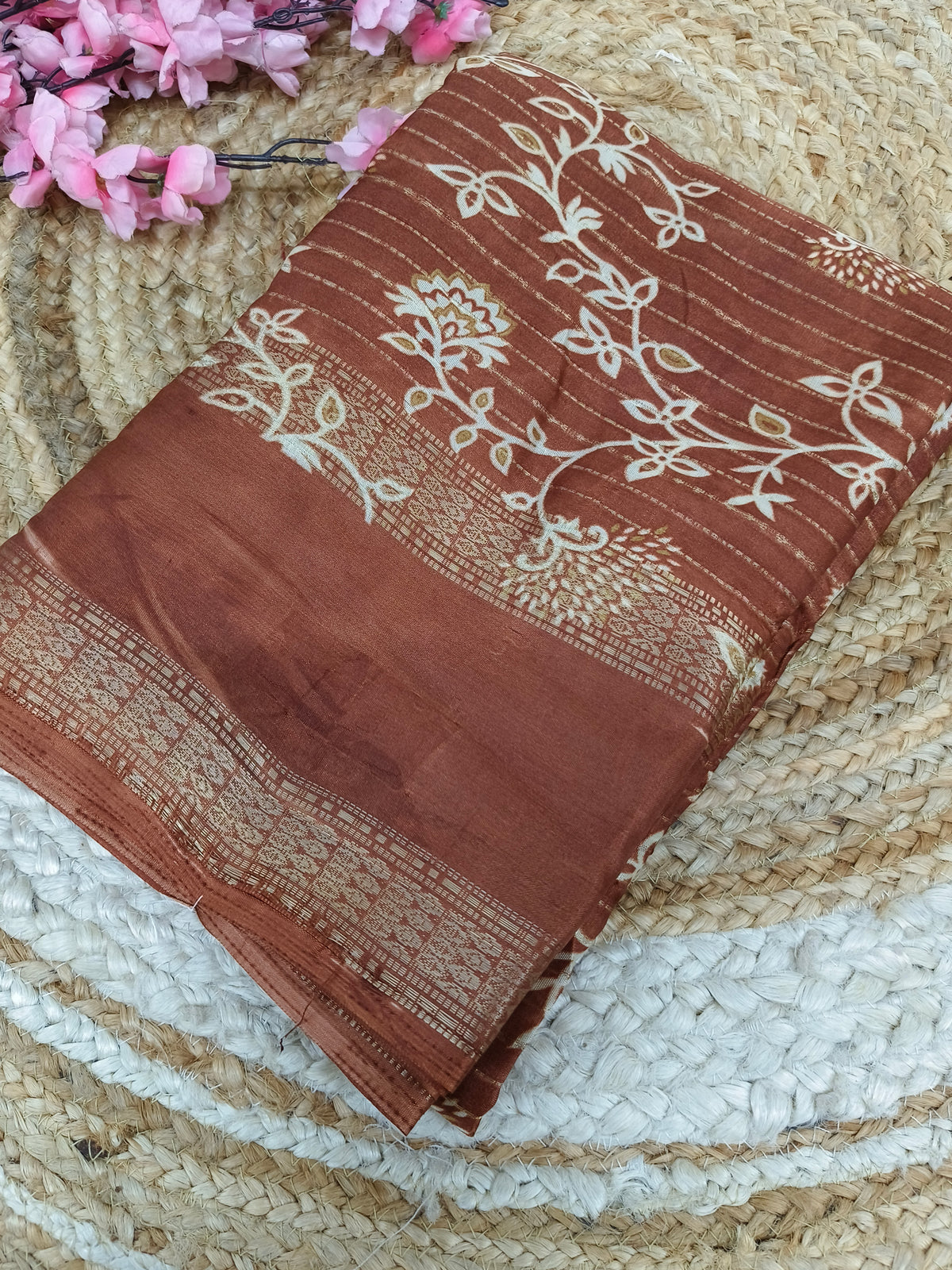 Rustic orange Dola Silk Saree
