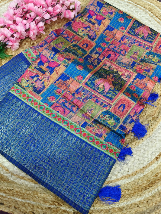Blue heritage silk saree