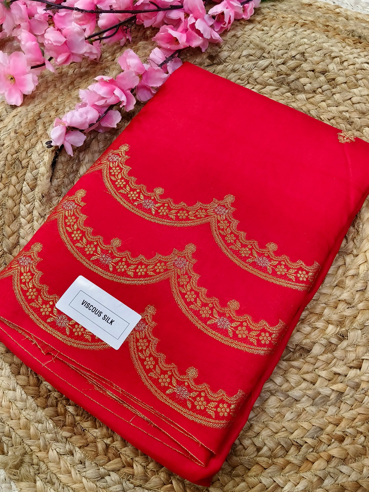 Red viscous silk saree