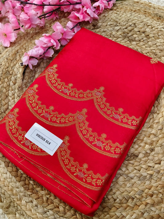 Red viscous silk saree