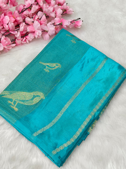 Blue Premium viscous silk saree