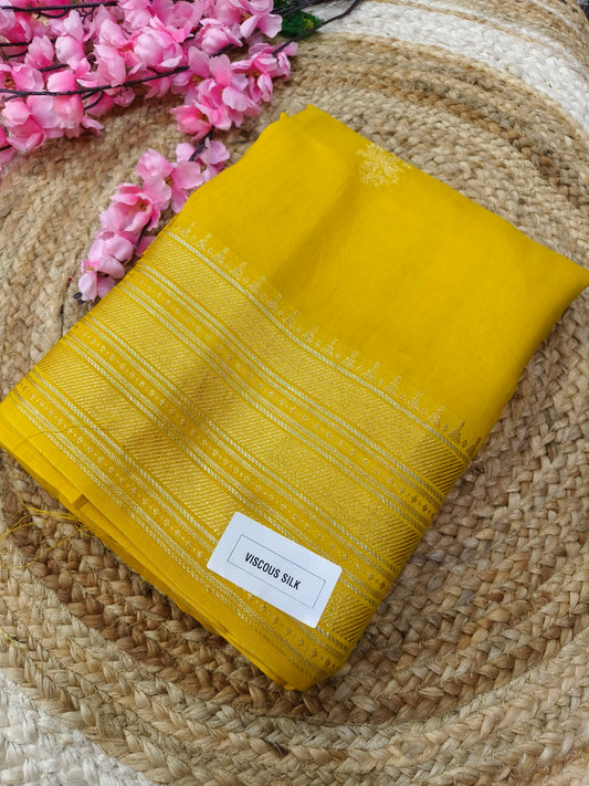Yellow viscous silk saree