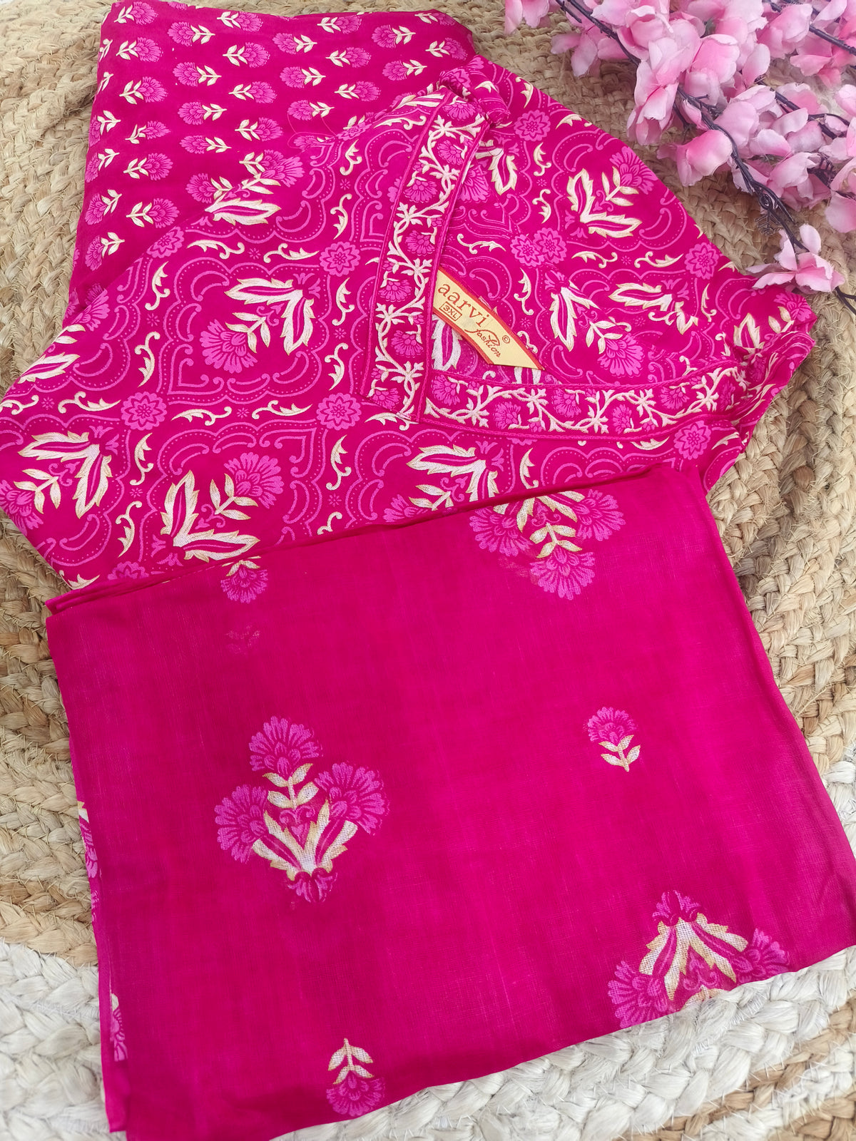 Rani Pink Aarvi Pure Cotton Suit