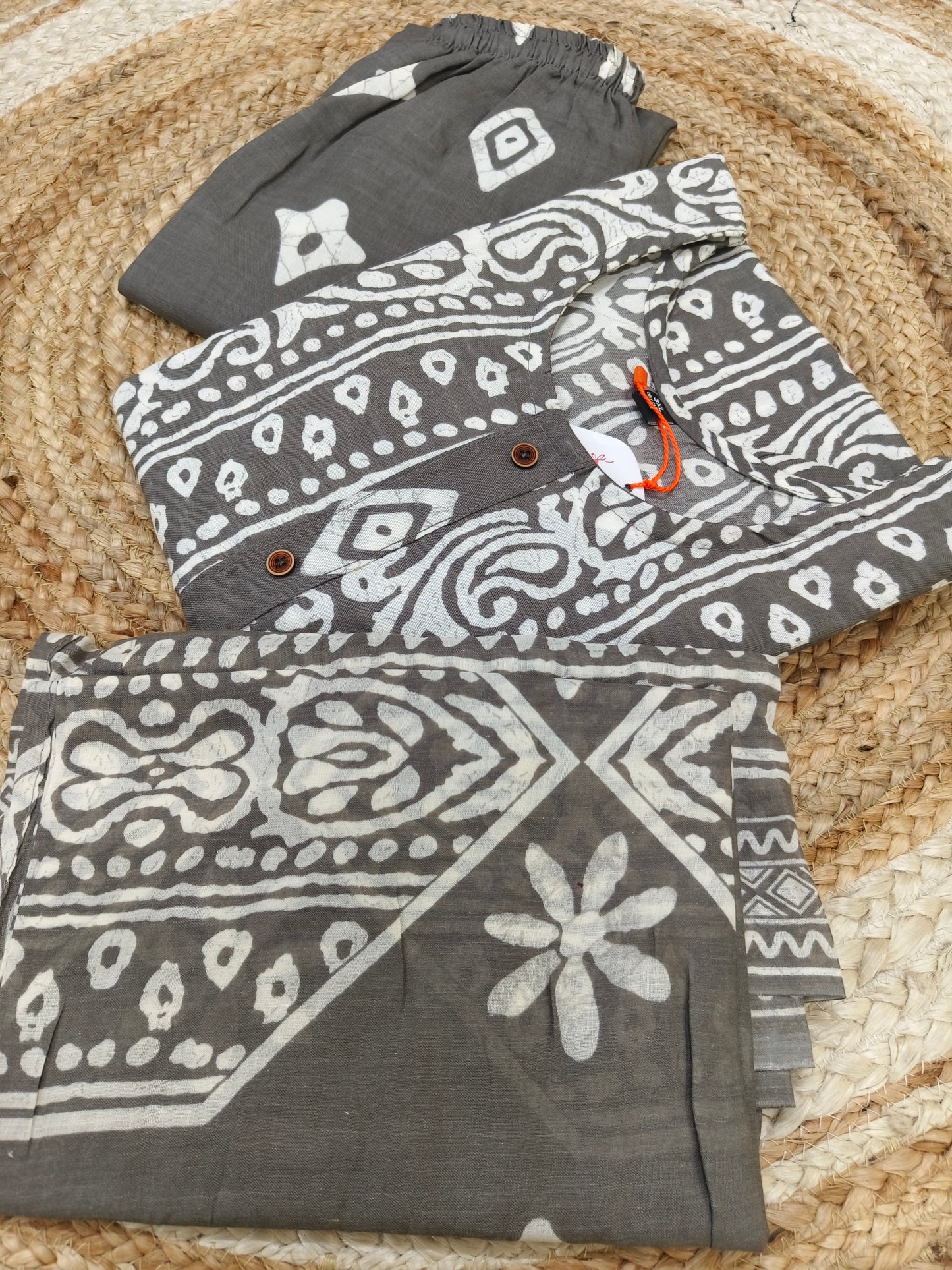 Gray Cotton sets with duppatta