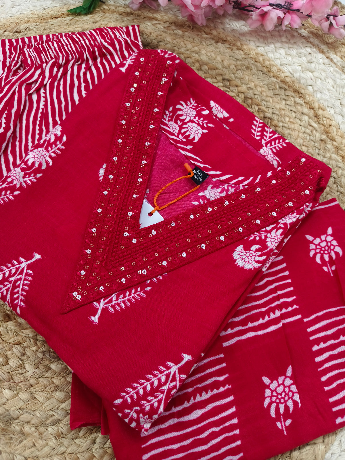 Pink Cotton sets with duppatta