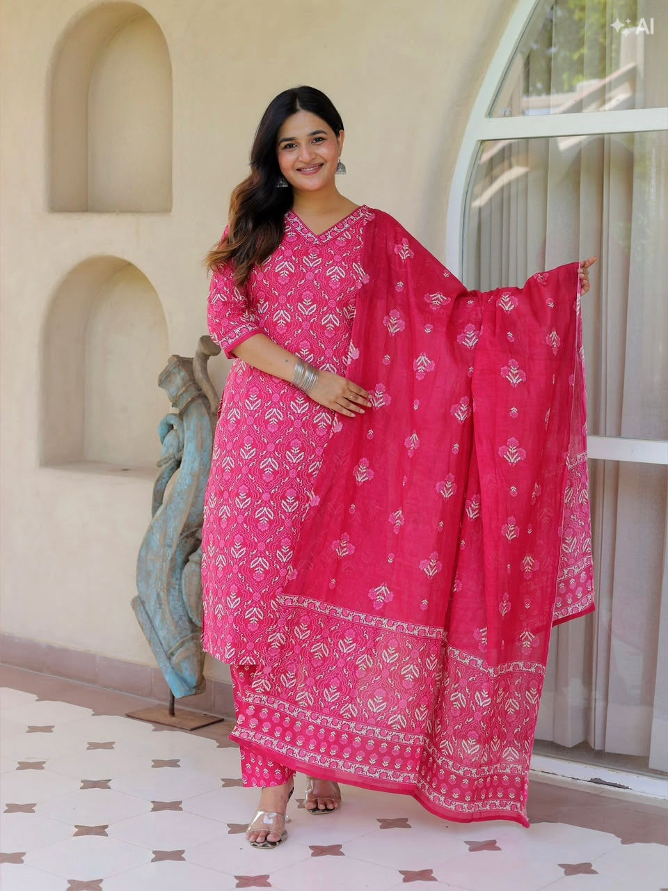 Rani Pink Aarvi Pure Cotton Suit