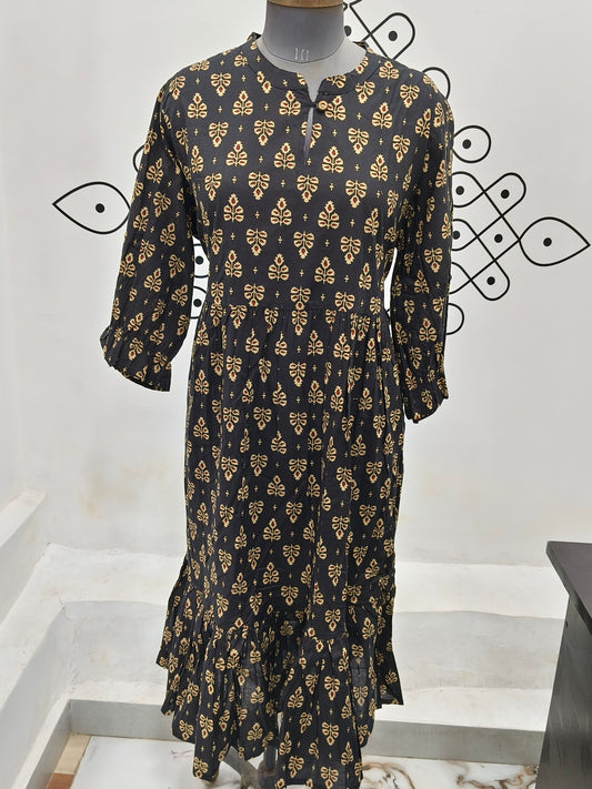 Black pure cotton Anarkali Top