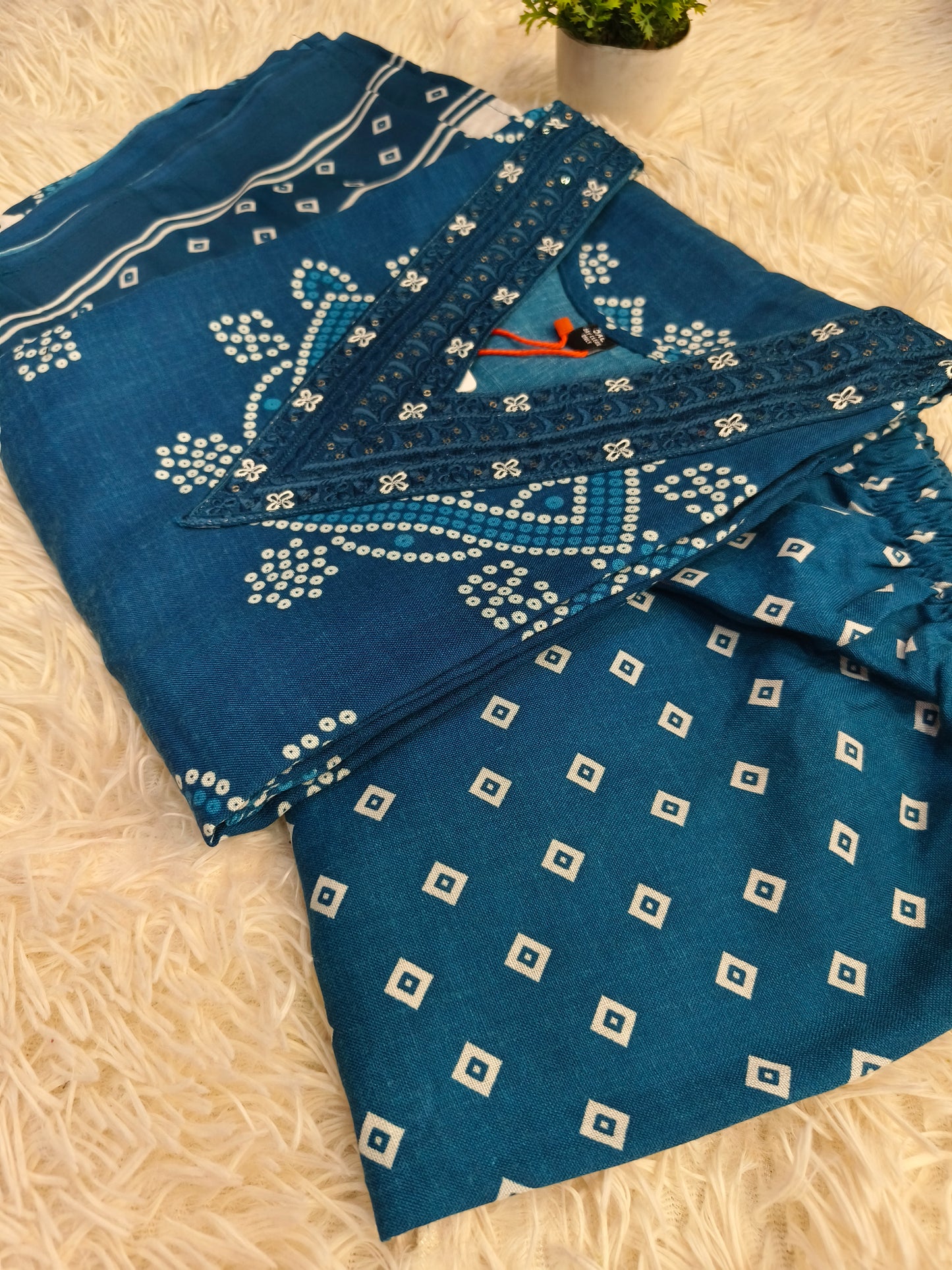Blue cotton sets with duppata