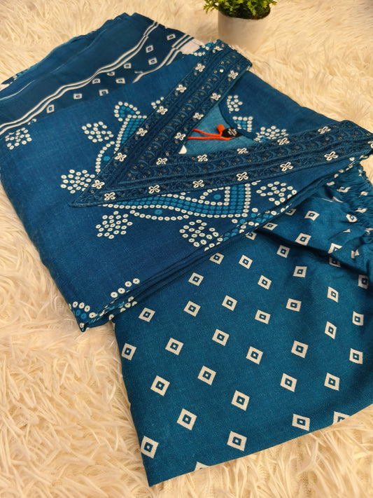 Blue cotton sets with duppata