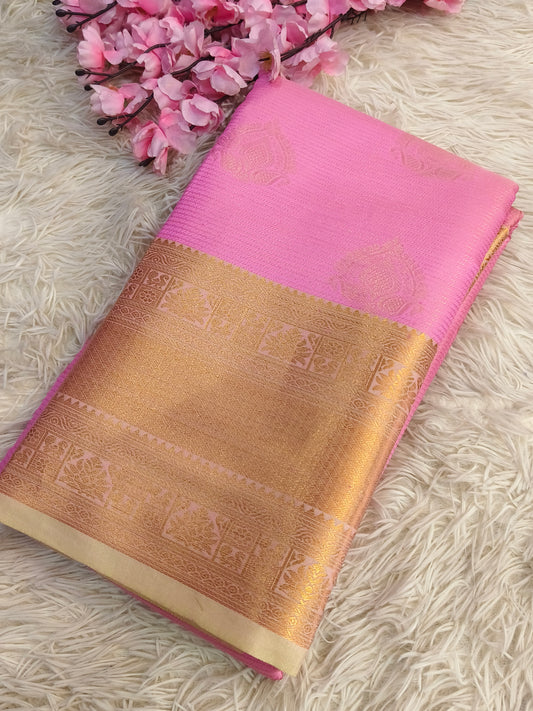 Light Pink semi Brocade silk saree