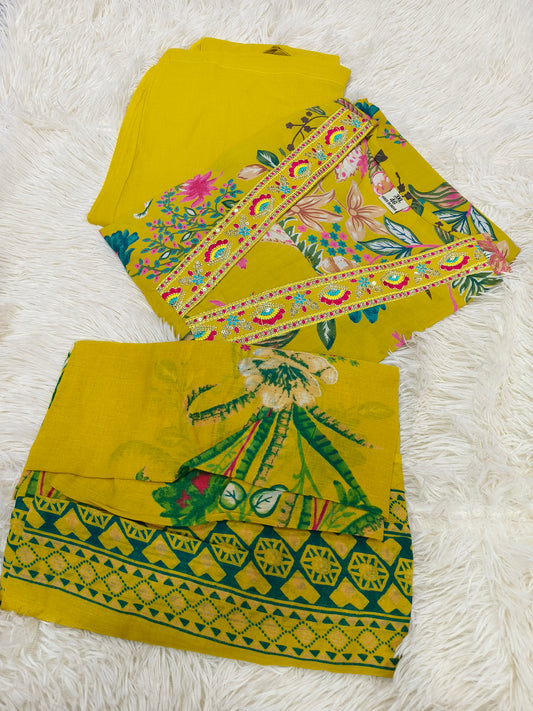 Mustard yellow premium cotton suit