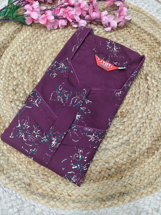 Purple Feeding Pure cotton Nighty