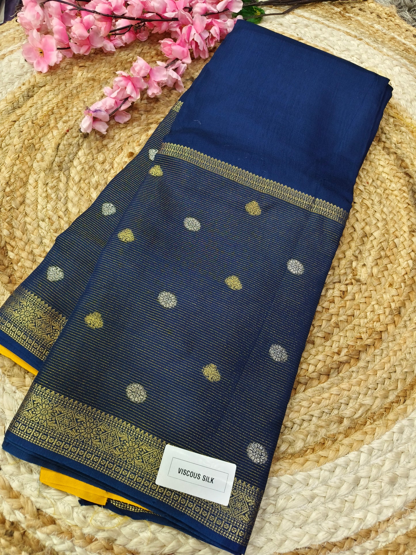 Peacock Blue Viscous silk saree
