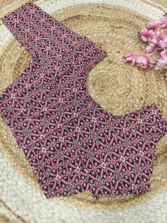 Kalamkari Cotton Stretchable Blouse