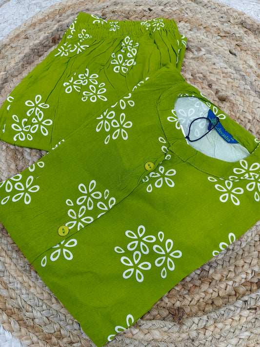 Parrot green rayon cord set