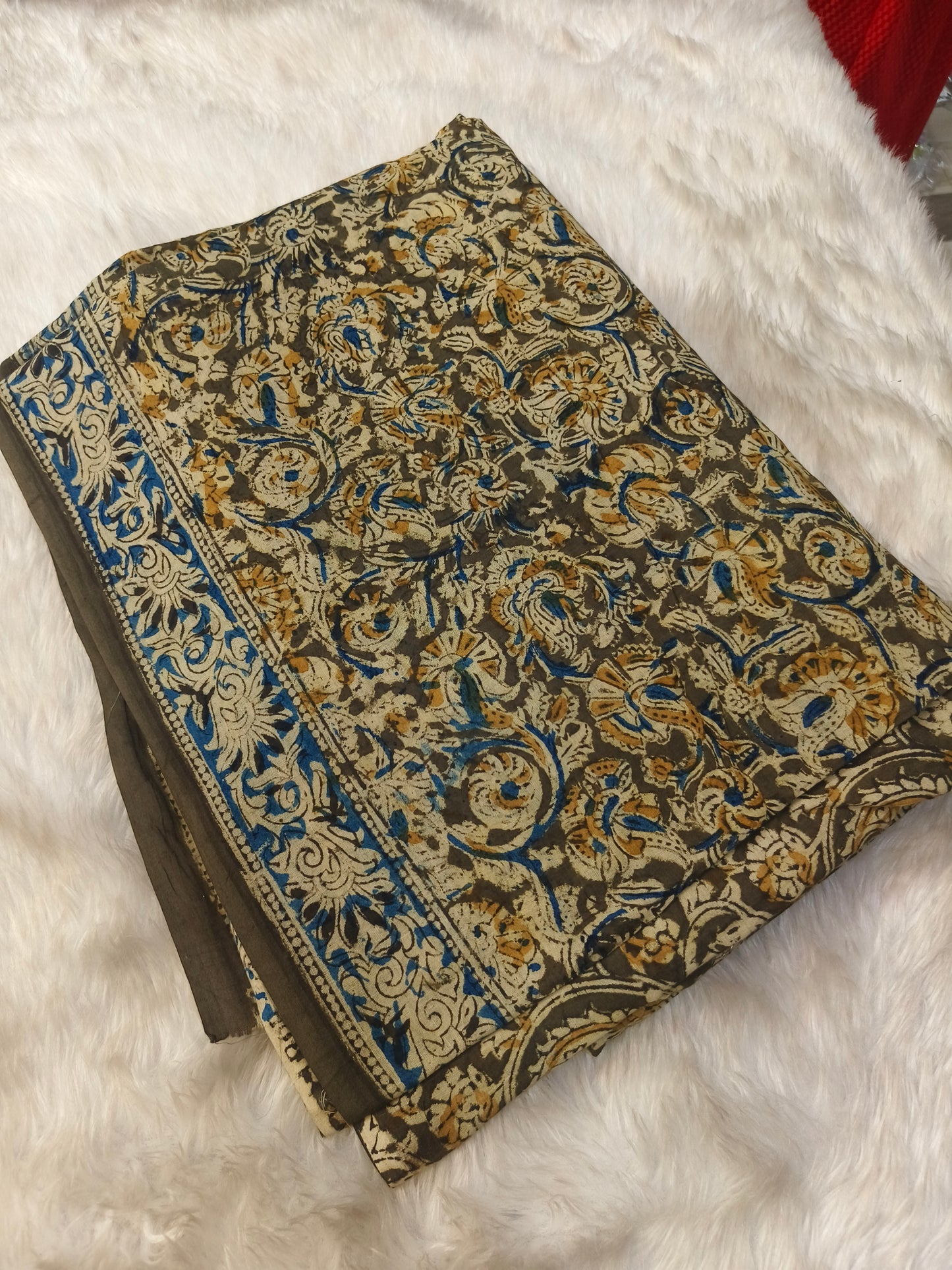 Grey pure cotton Kalamkari saree